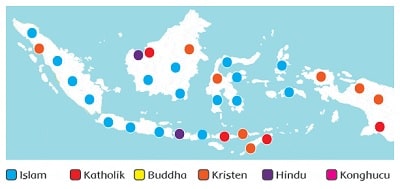 Berilah Tanda-tanda Pada Daerah-daerah di Peta Sesuai Persebaran Agamanya